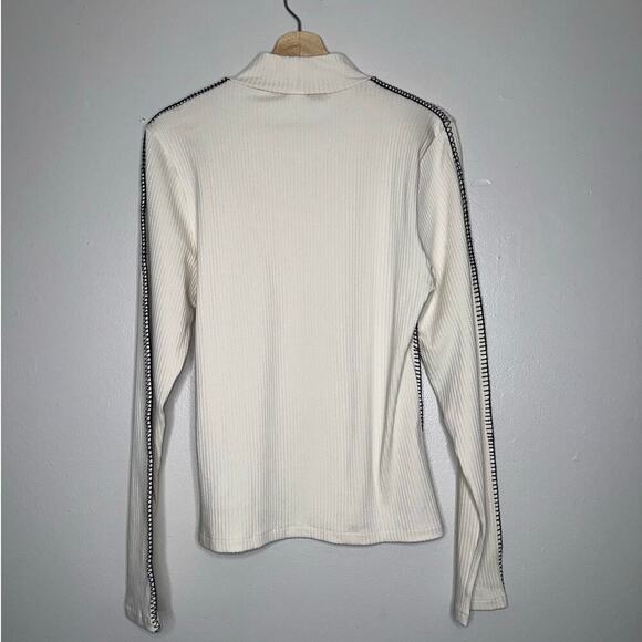 J. Crew NWT Premium Rib Turtleneck Whipstitch Trim Natural/Cream Black Size XL - Picture 7 of 7